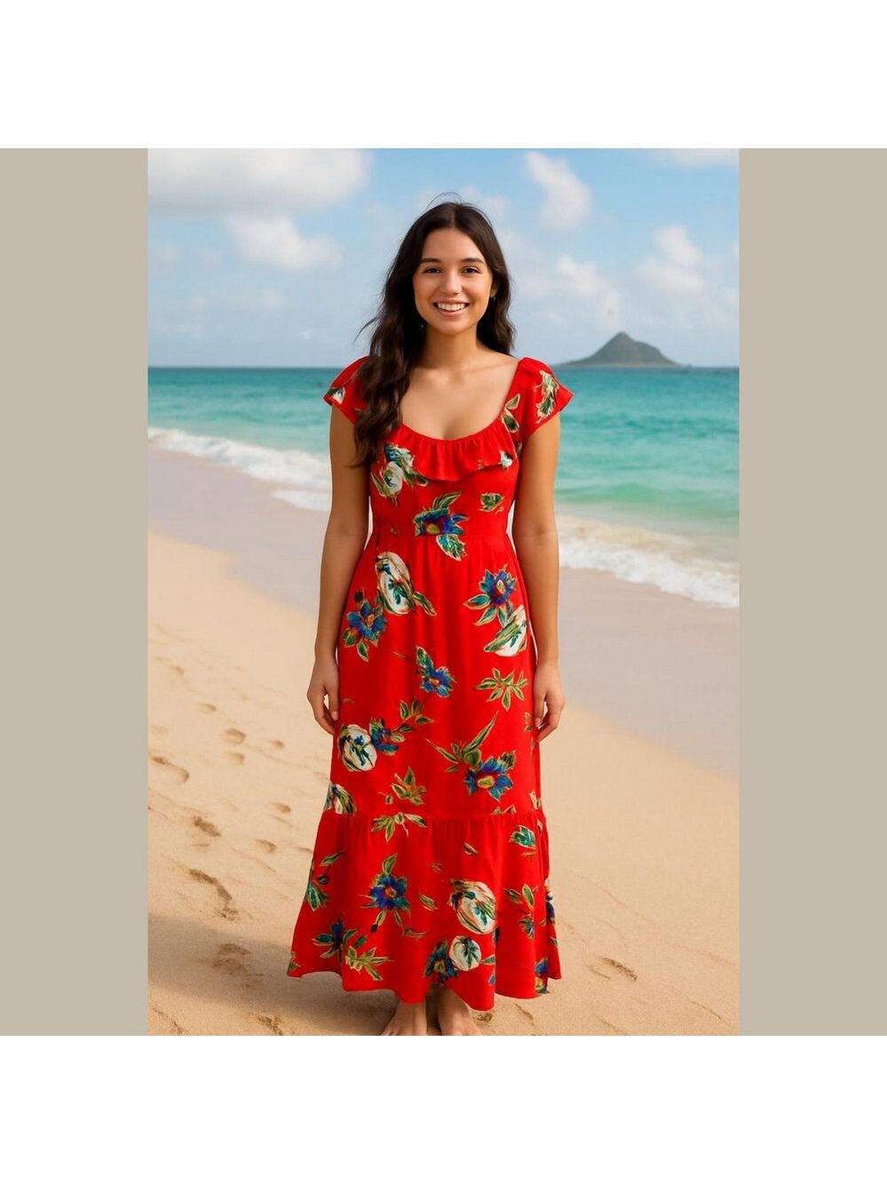 Vintage Rainbow Tropical Hawaiian Dress Hilo Hattie Hawaiian Aloha Floral Maxi